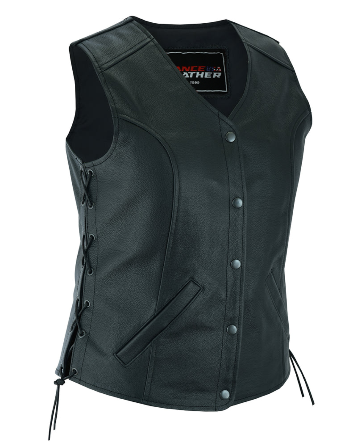 Vance Leather VL1048 Vance Leather Premium Leather Ladies Five Snap Lace Side Vest