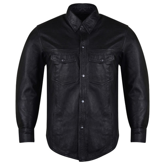 HMM504 High Mileage Black Lambskin Leather Shirt