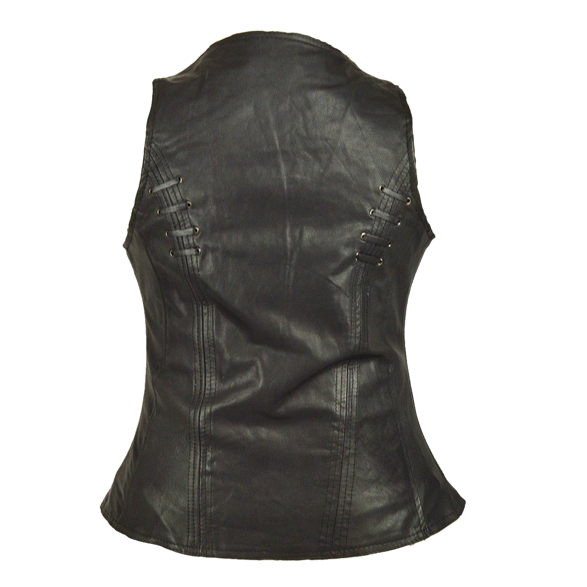 HML1038B Lightweight Goatskin Vest with Grommets, Twill and Lace Highlights