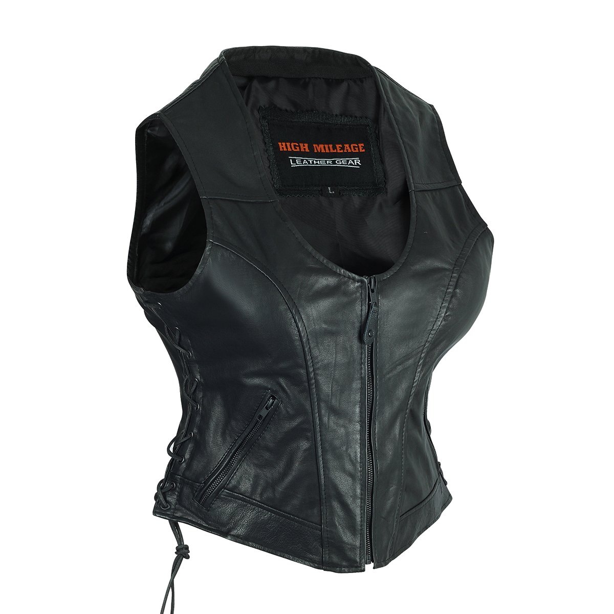 HML1042 High Mileage Ladies Lace Side Leather Vest