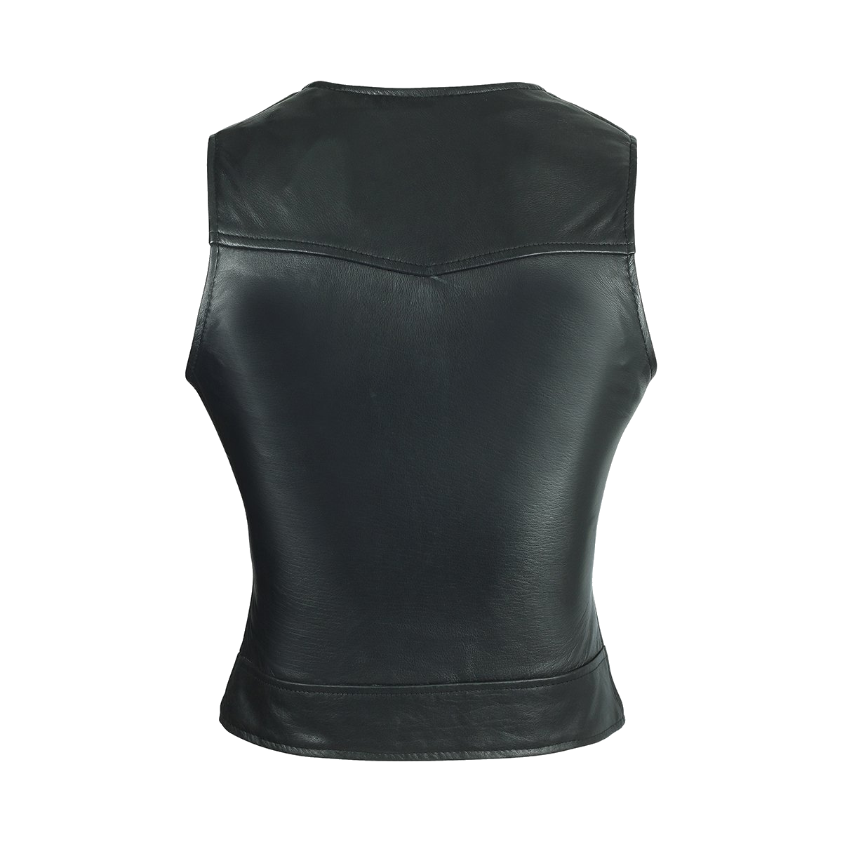 HML1041 High Mileage Plain Side Black Leather Vest