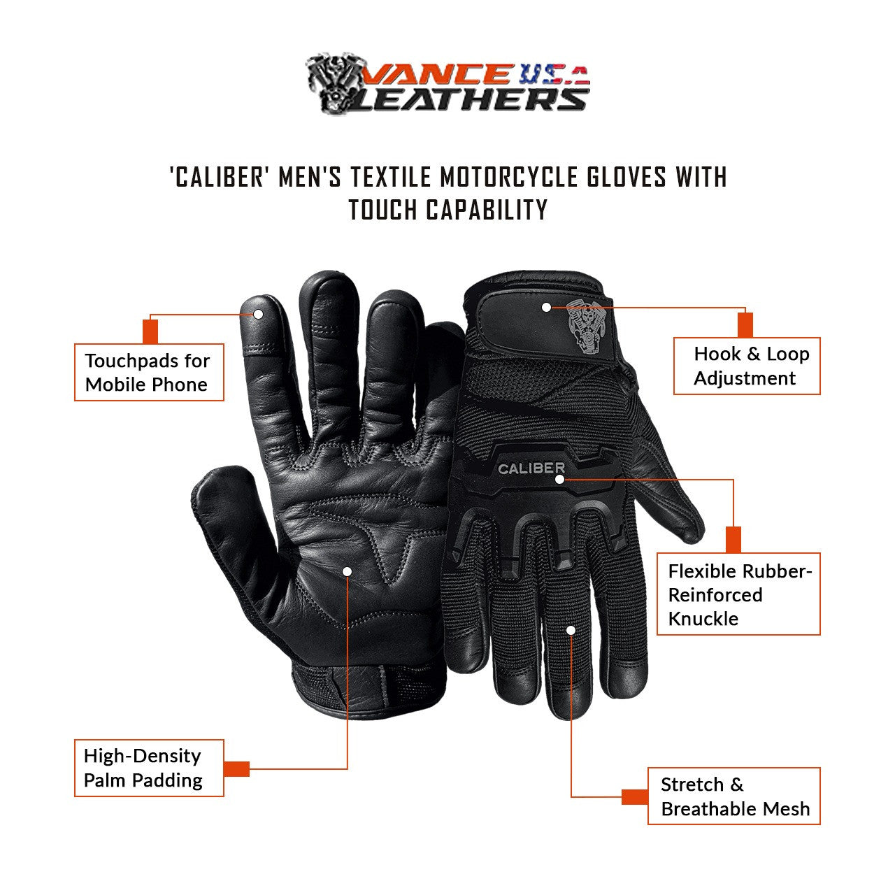 Caliber-Mens-Textile-Motorcycle-Gloves-with-Touch-Capability-infographic