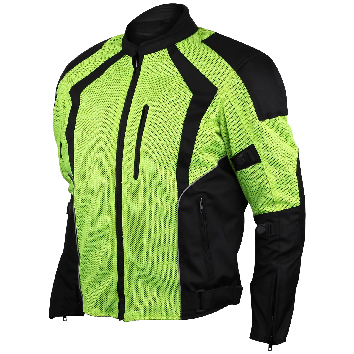 Mens Hi-Vis Mesh Motorcycle Jacket with CE Armor