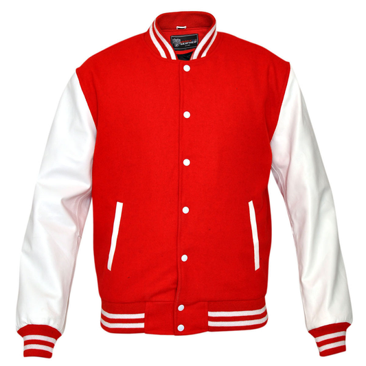 Mens Real Wool with Premium Leather Arms Premium Varsity Letterman Jacket